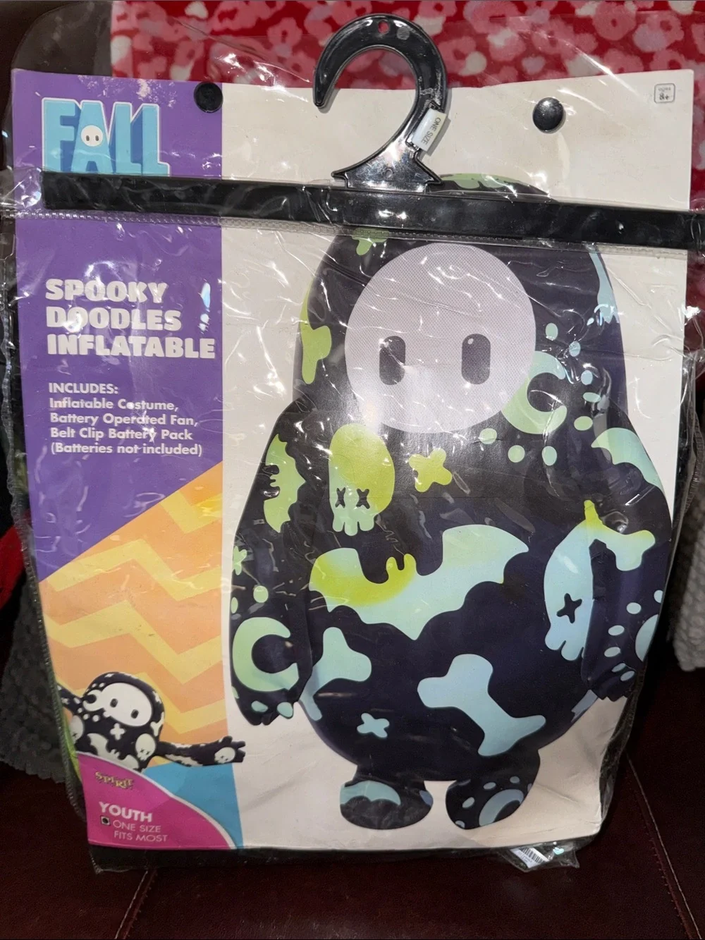 Fall Guys Spooky Doodles Inflatable Youth Costume - Black with Neon Accents